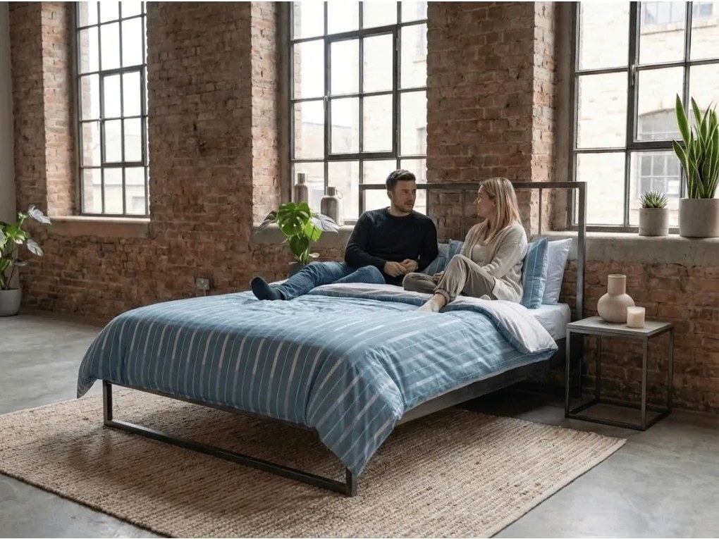 PrzytulneMieszkanie.pl PrzytulneMieszkanie.pl Pościel z mikroflanelu STRIPELLE niebieska Rozmiar pościeli: 2 szt 70 x 90 cm | 200 x 220 cm