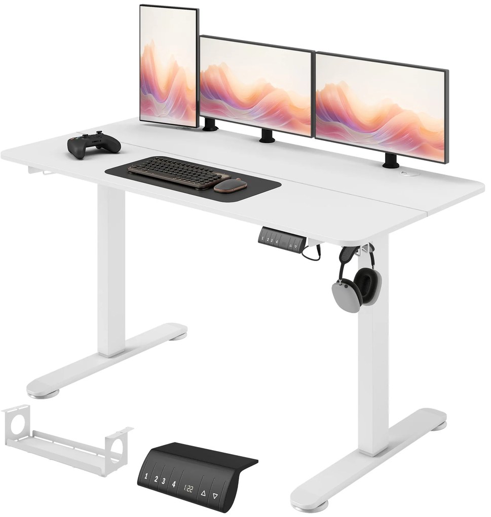Vinsetto Biurko Stojące Regulowane Elektrycznie, 140 x 70 x 116 cm, Białe