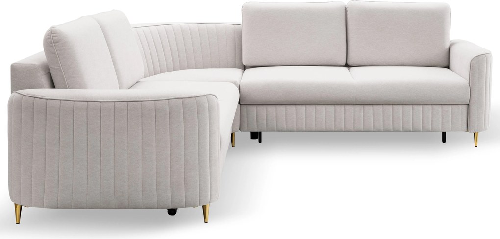 Masseno Narożnik VELA z funkcją spania i pojemnikiem na pościel Narozniki L, Rozkładana sofa - Beżowy, CASTEL 04