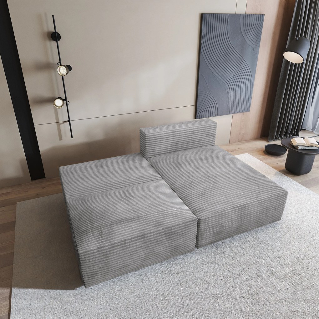 Masseno Narożnik FIORO z funkcją spania i pojemnikiem na pościel Narozniki L, Rozkładana sofa - Jasnoszary, TILIA 86