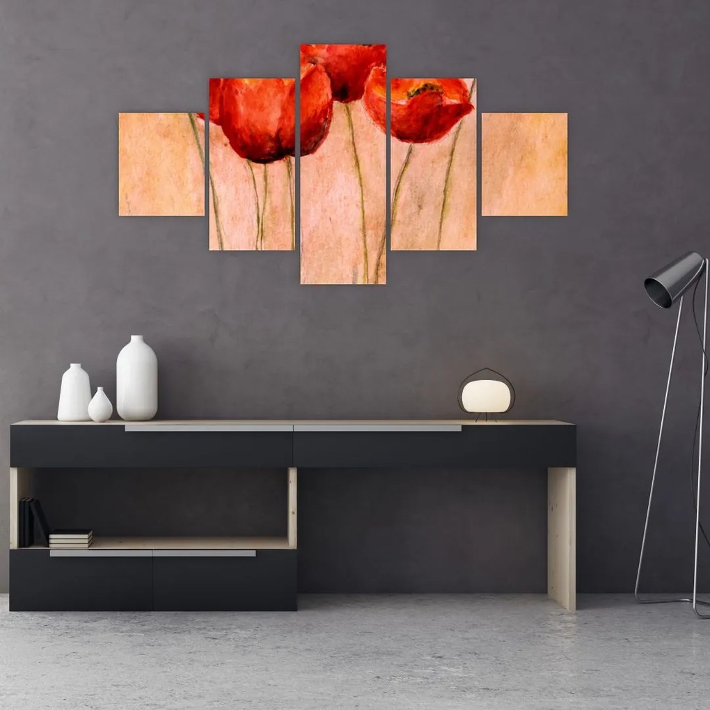 Obraz - Czerwone tulipany (125x70 cm)