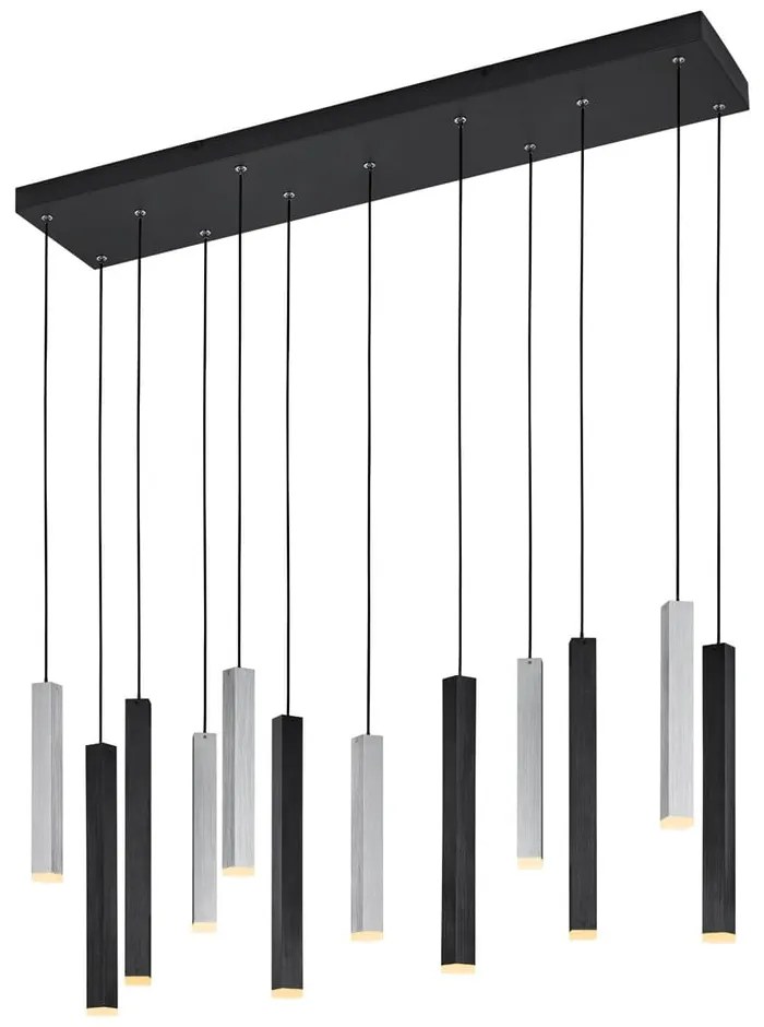 Czarna lampa wisząca LED ze sterowaniem głosowym/mobilną aplikacją i metalowym kloszem Civeto – CINQUE