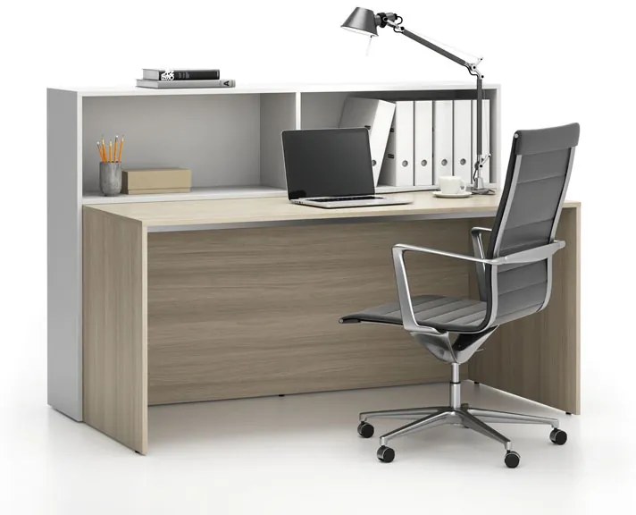 Zestaw mebli biurowych single SEGMENT, 2 półki, dąb naturalny / biały