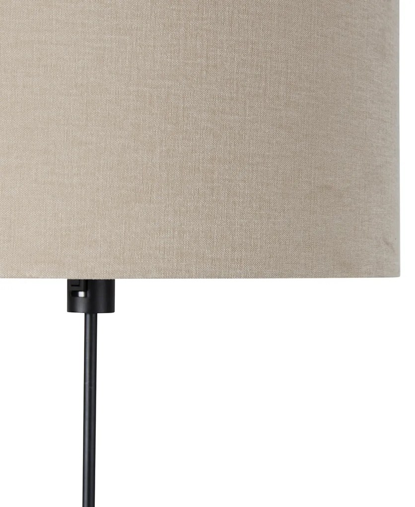 Lampa podłogowa czarna regulowana z abażurem w kolorze jasnobrązowym 50 cm - ParteDesignerski Oswietlenie wewnetrzne