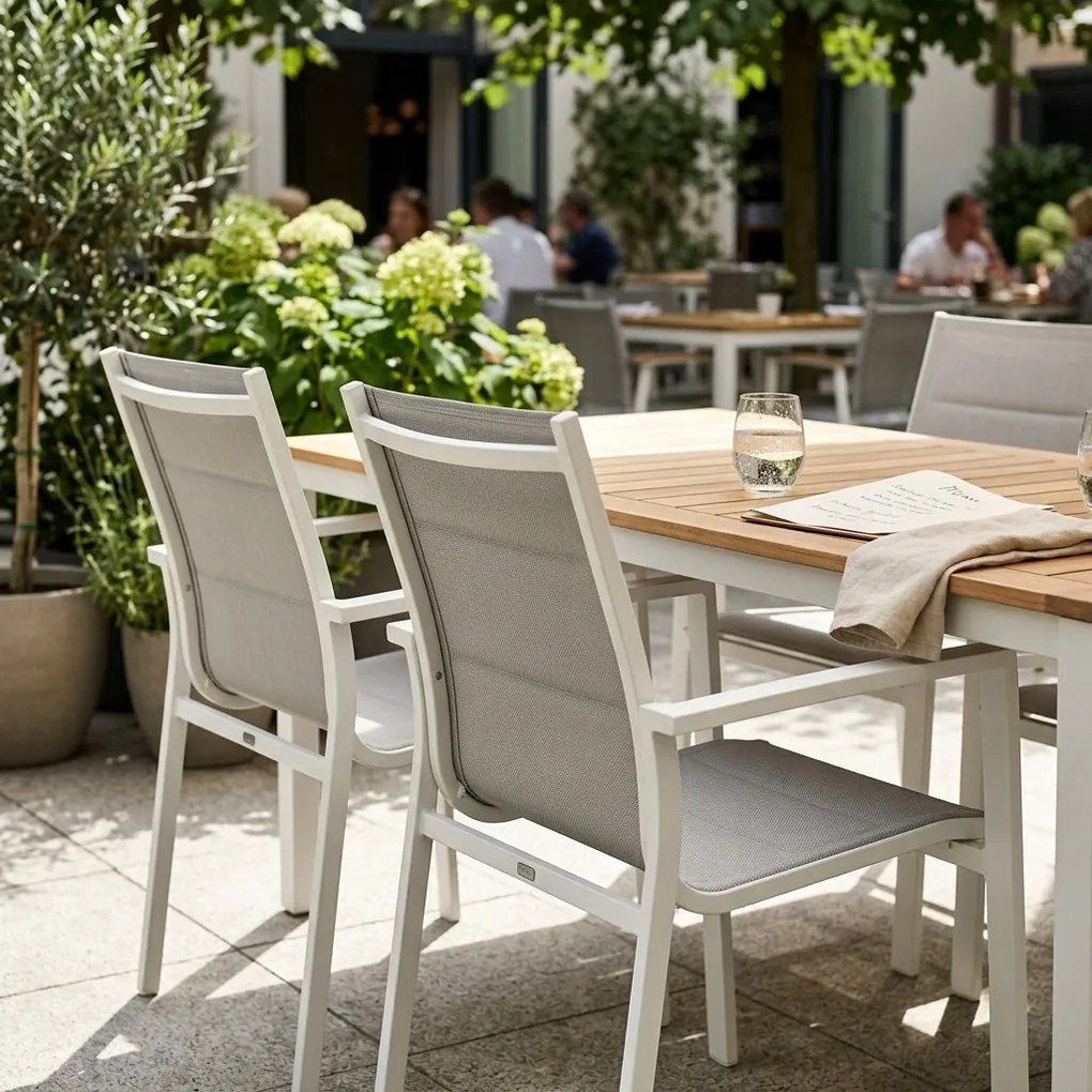 3587W-WH Krzesło Ogrodowe Aluminiowe Białe 56x65x88 cm Komfortowe Wytrzymałe Pianka