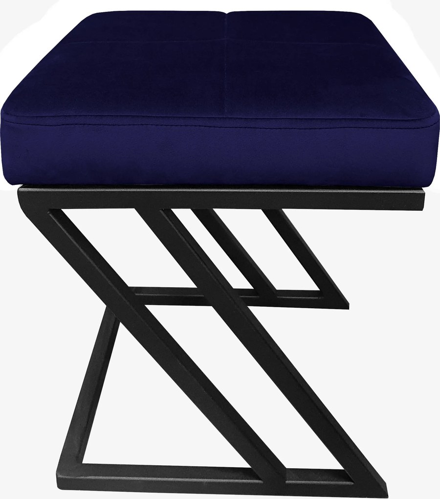 Pufa ZETA tkanina Welur loft ławka podnóżek metal : Kolor Stelaża - Czarny , Kolor tkaniny - VELVET - MG16, Typ tkaniny - Velvet