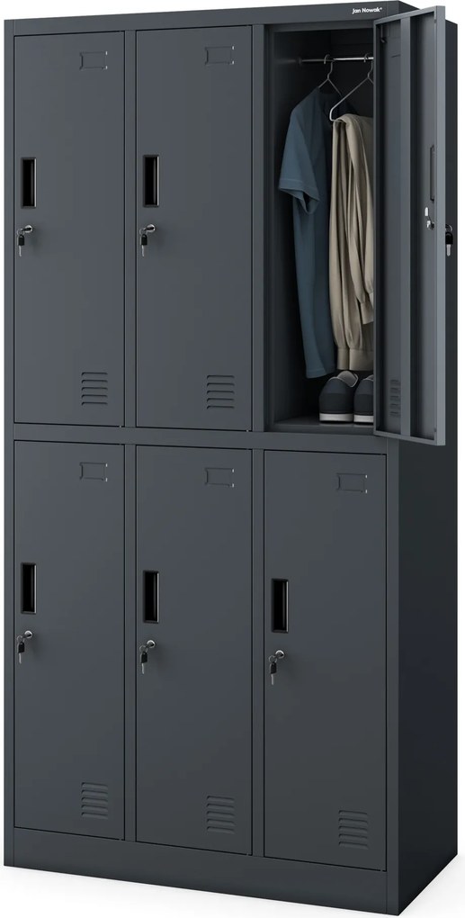 Szafa socjalna 6-skrytkowa Igor 90x45x185 cm, antracyt