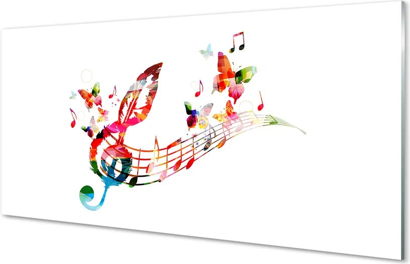 Szklany Panel Kolorowe Nuty i Motyle