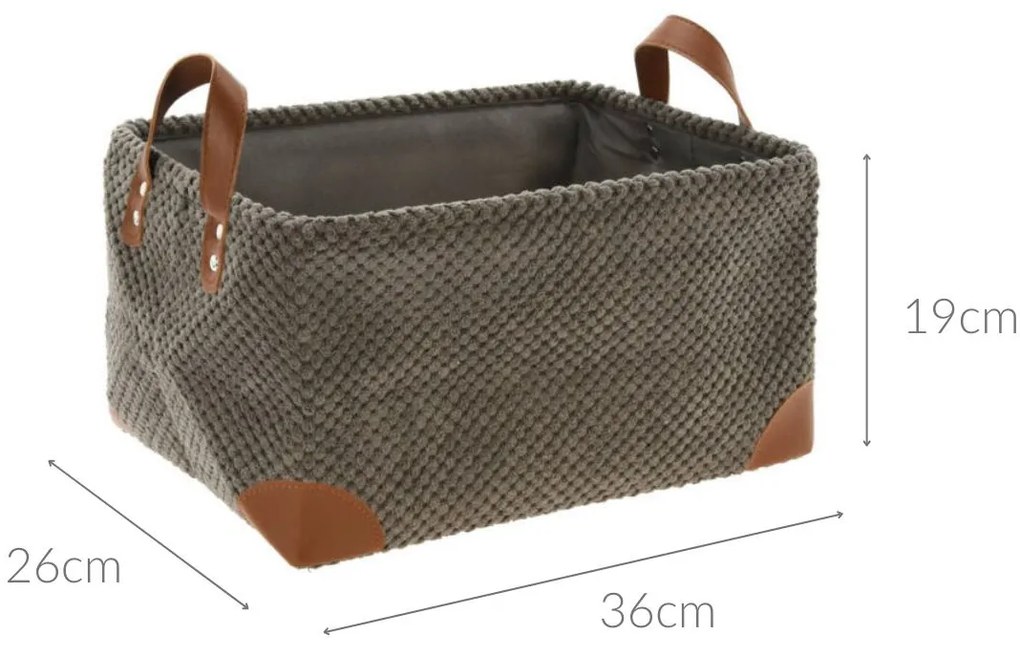 Koszyk do przechowywania, sztruks z uchwytami, 36 x 26 x 19 cm