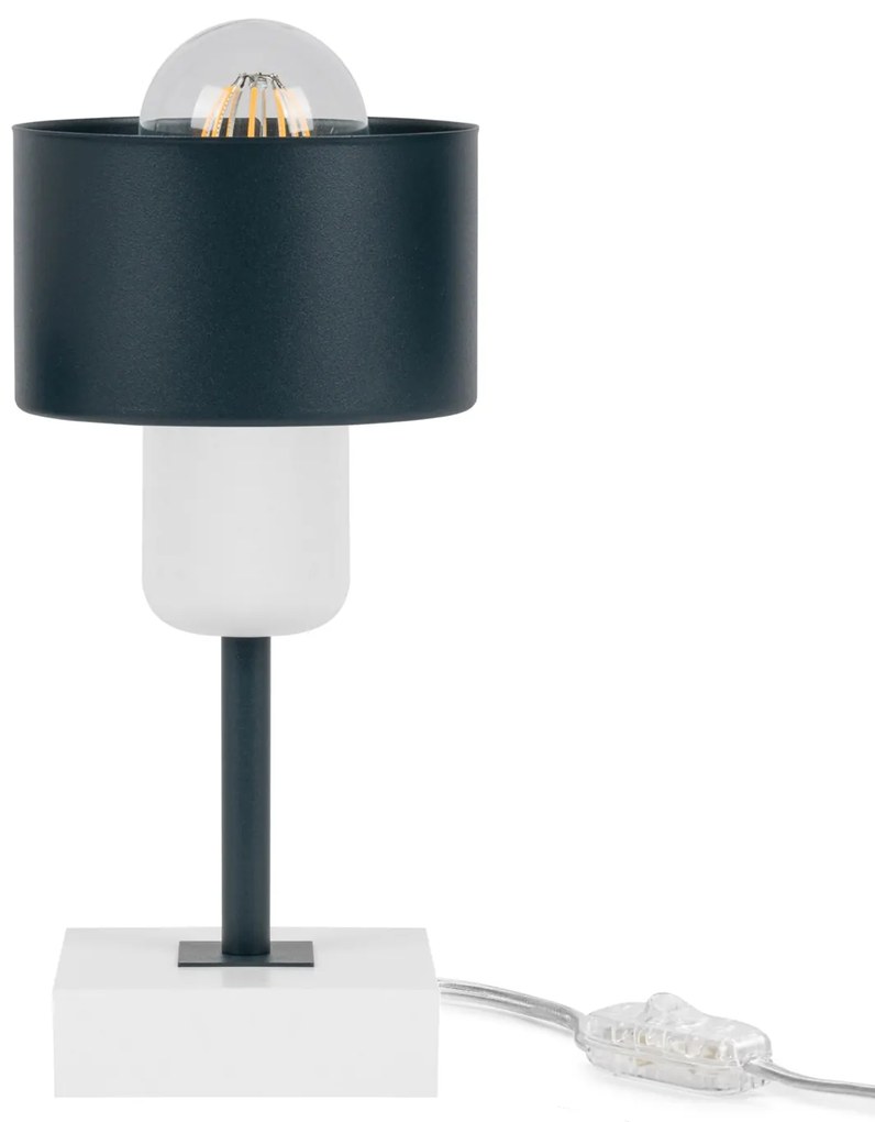 Antracytowo-biała lampka nocna stołowa DTI-AN10x10WE buk 1xE27