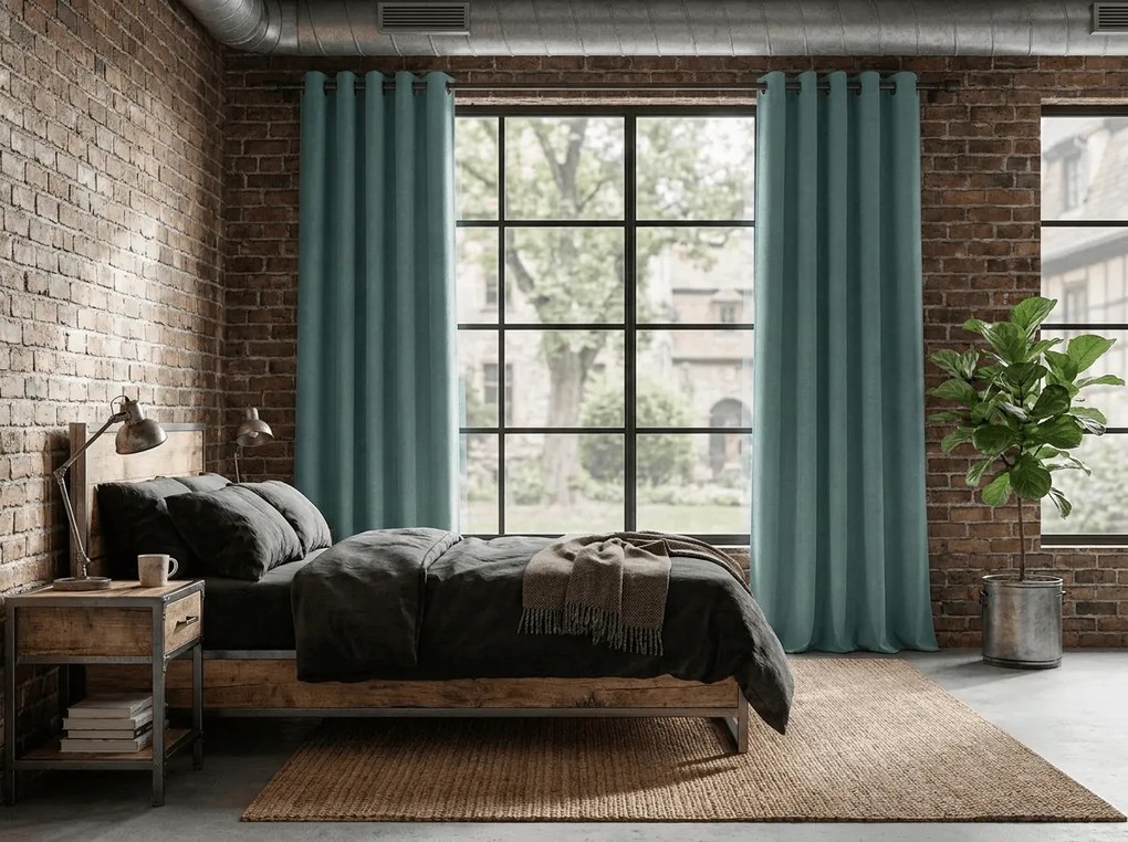 Zasłona zaciemniająca DREAM VELVET 140x270 cm, niebieskozielona Zawieszanie: Taśma z wiązaniami