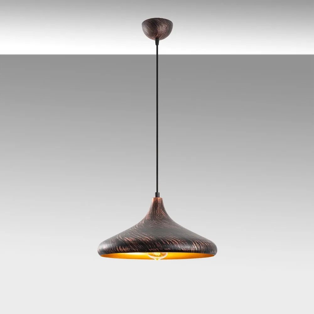 Lampa wisząca w czarno-miedzianym kolorze z metalowym kloszem ø 34 cm Barek – Opviq lights