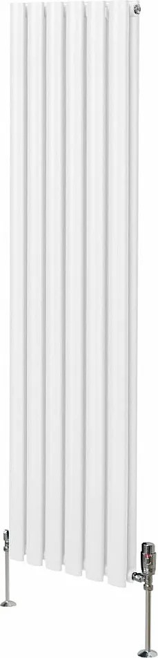 Grzejnik kolumnowy owalny i zawory - 1600 mm x 360 mm - biały