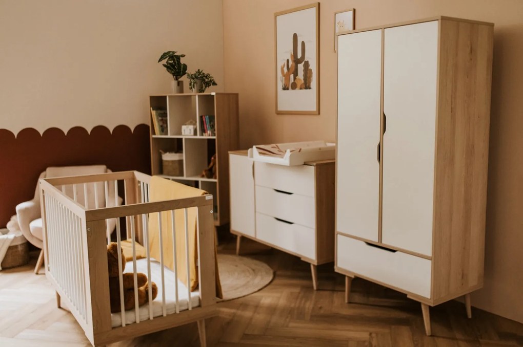 Dwudrzwiowa szafa do pokoju dziecka Sofie, kolor buk/biały
