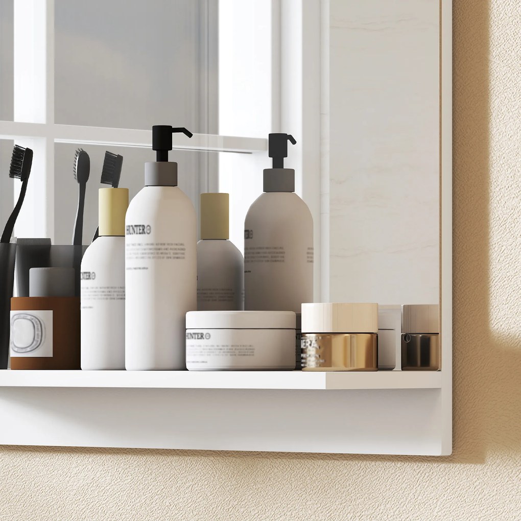 HOMCOM Lustro łazienkowe 50 x 60 cm, lustro ścienne z półką, do przedpokoju i korytarza, biały | Aosom PL