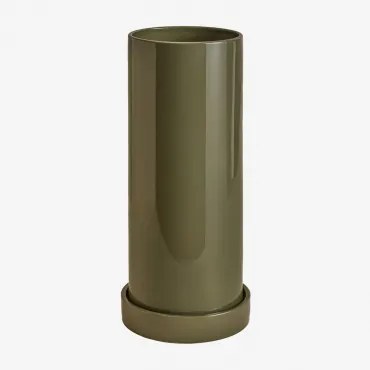 Ceramic Umbrella Stand Isabeau Intensywny Verde Olive - Sklum