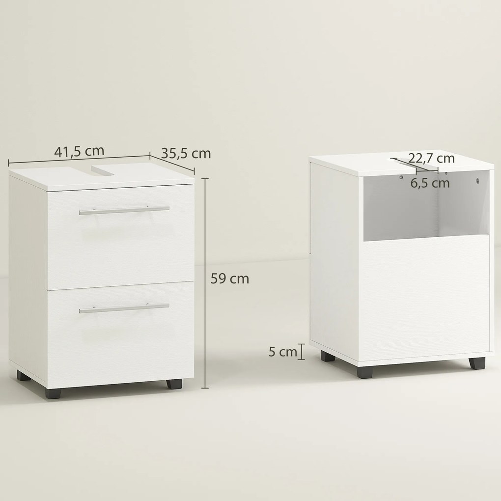 HOMCOM Szafka łazienkowa pod umywalkę z szufladą, Kompaktowa, Płyta wiórowa, Biała