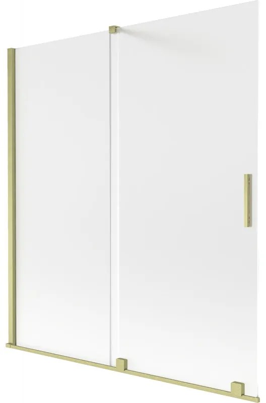 Mexen Velar parawan nawannowy 2-skrzydłowy rozsuwany 150 x 150 cm, szron, złoty szczotkowany - 896-150-000-31-55