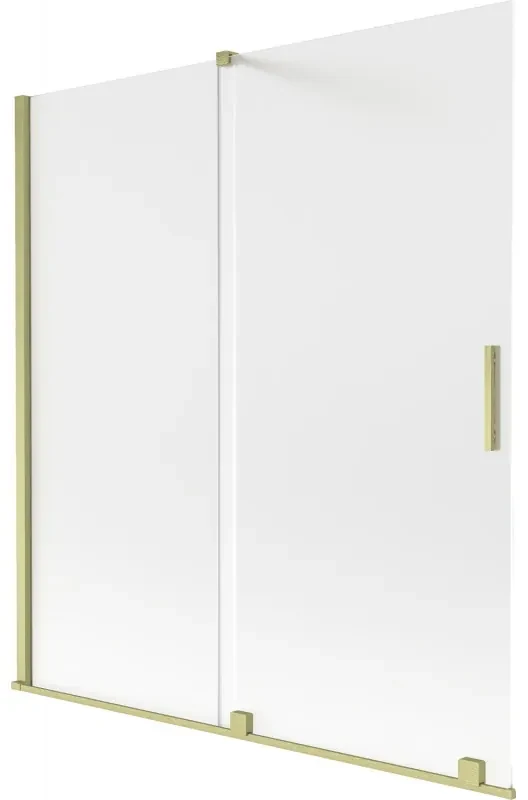 Mexen Velar parawan nawannowy 2-skrzydłowy rozsuwany 150 x 150 cm, szron, złoty szczotkowany - 896-150-000-31-55