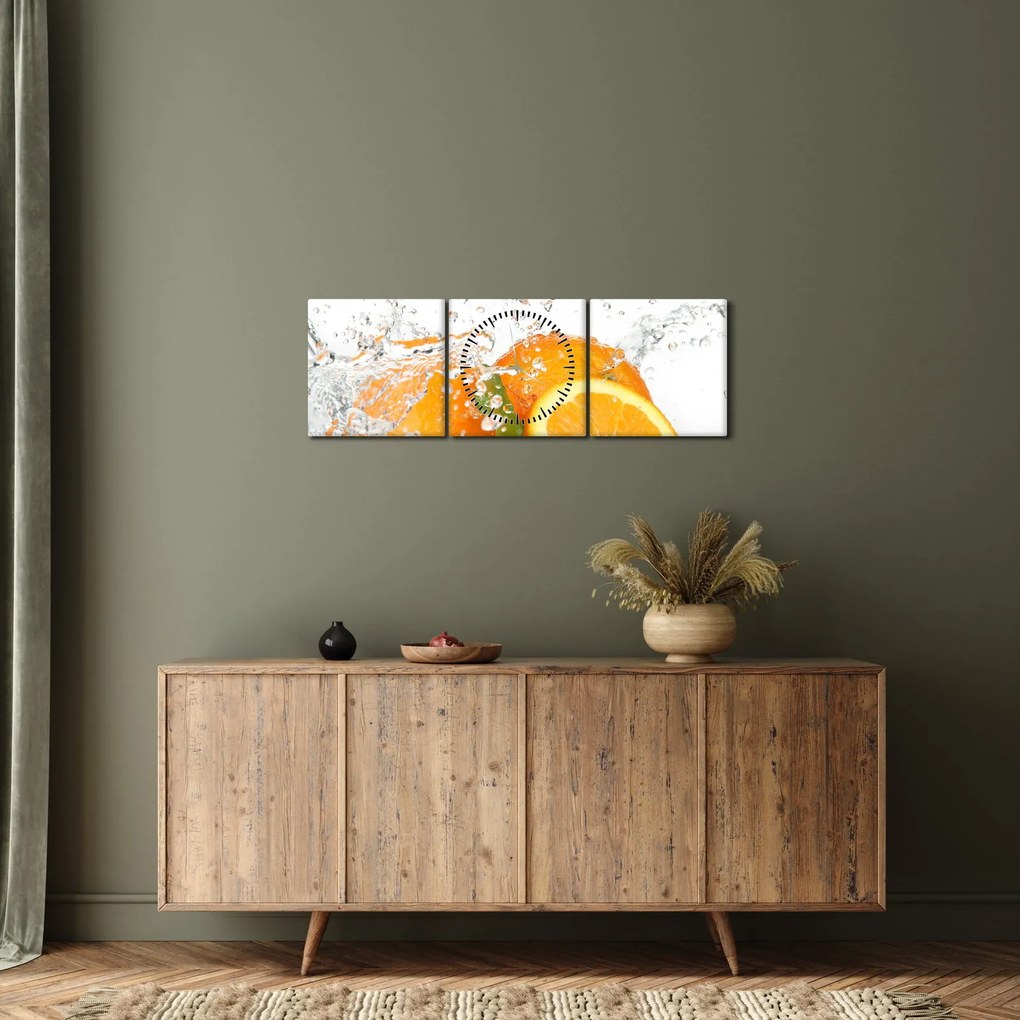 Obraz - Soczyste pomarańcze (z zegarem) (90x30 cm)