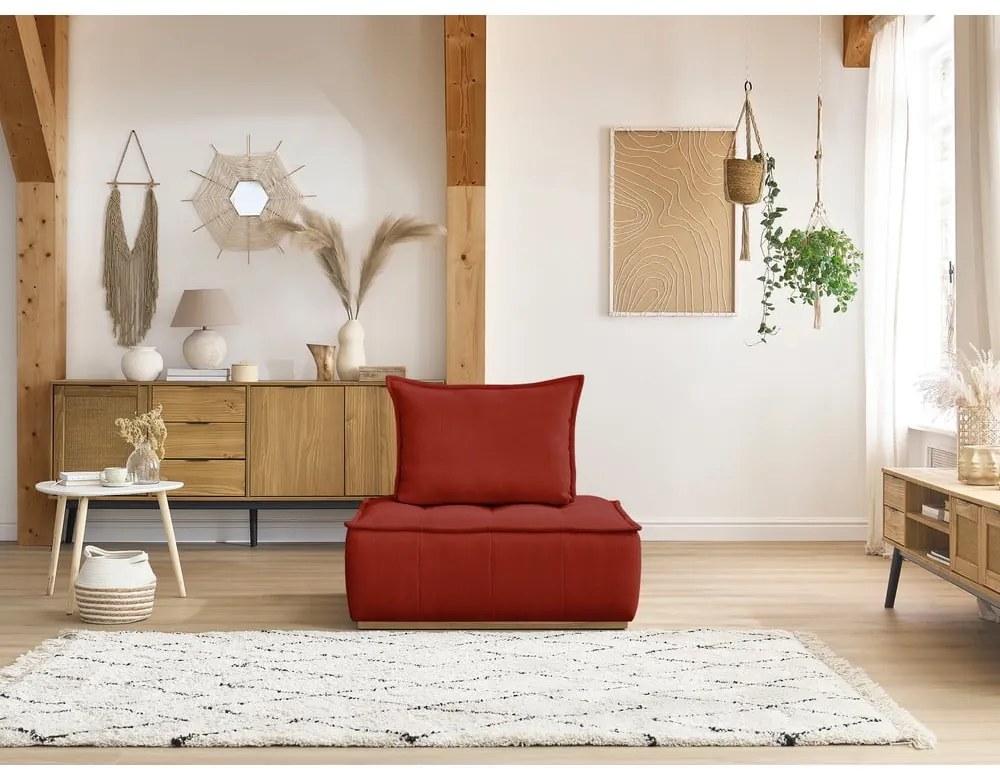 Ceglasty fotel z tkaniny szenilowej Elisa – Bobochic Paris