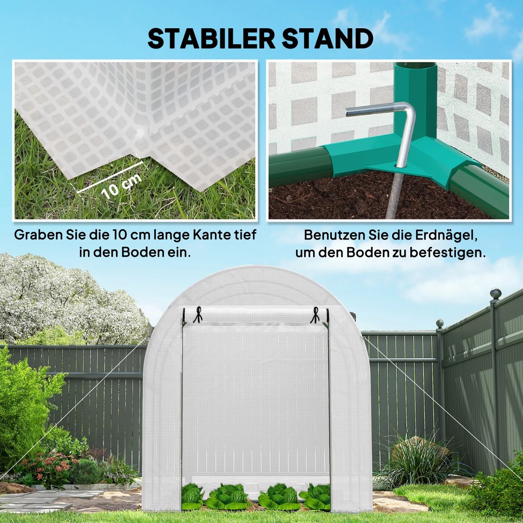 Outsunny Szklarnia, przenośny dom dla roślin ze stalowym stelażem i pokryciem z tworzywa, Biały | Aosom PL