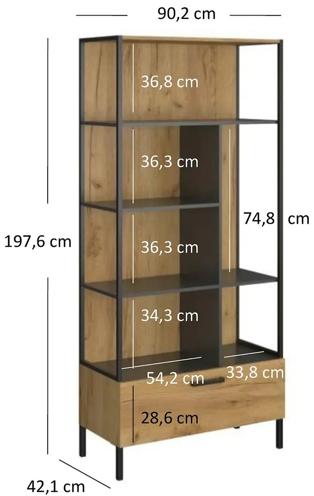 Loftowy wysoki regał otwarty W1-L58