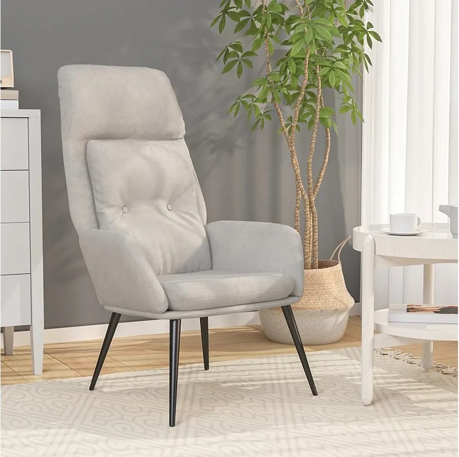 Fotel relaksacyjny Jasnoszary Zamszowy skóropodobny Optymalny komfort Podłokietniki