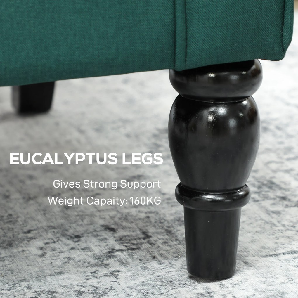 HOMCOM Elegancki fotel uszak, grubo wyściełany, zdejmowany pokrowiec, 74 x 86 x 102 cm, ciemnozielony | Aosom PL