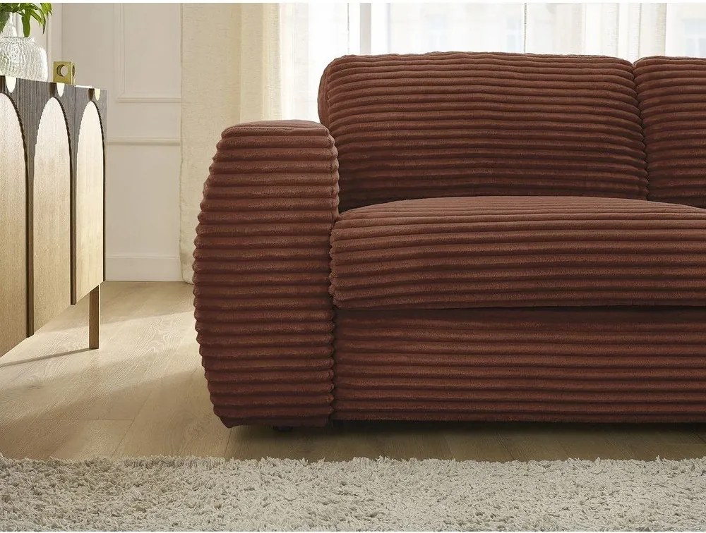 Pomarańczowa sztruksowa rozkładana sofa do spania 240 cm Hugo – Bobochic Paris