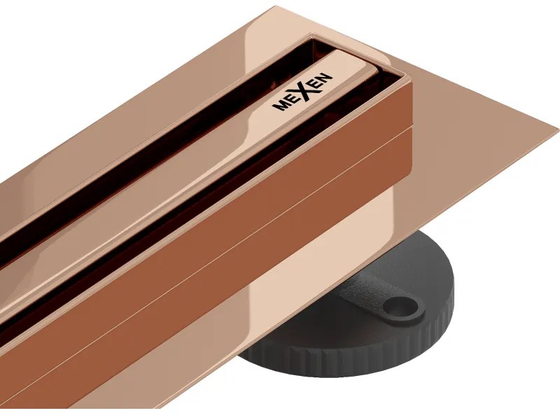 Mexen Flat 360° Slim odpływ liniowy obrotowy 130 cm, różowe złoto - 1641130