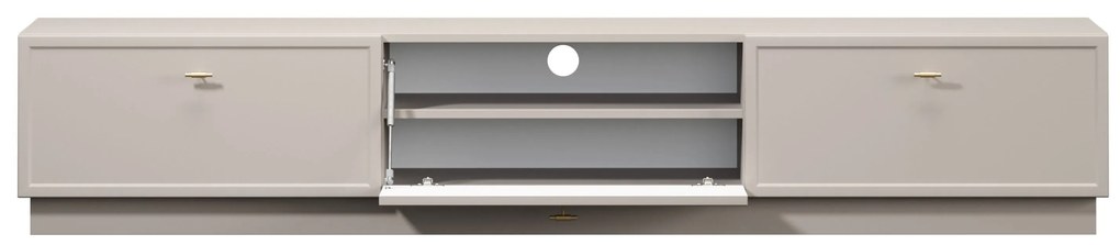 Szafka RTV Lorini 200 cm z szufladami - kaszmir / złote uchwyty T-bar