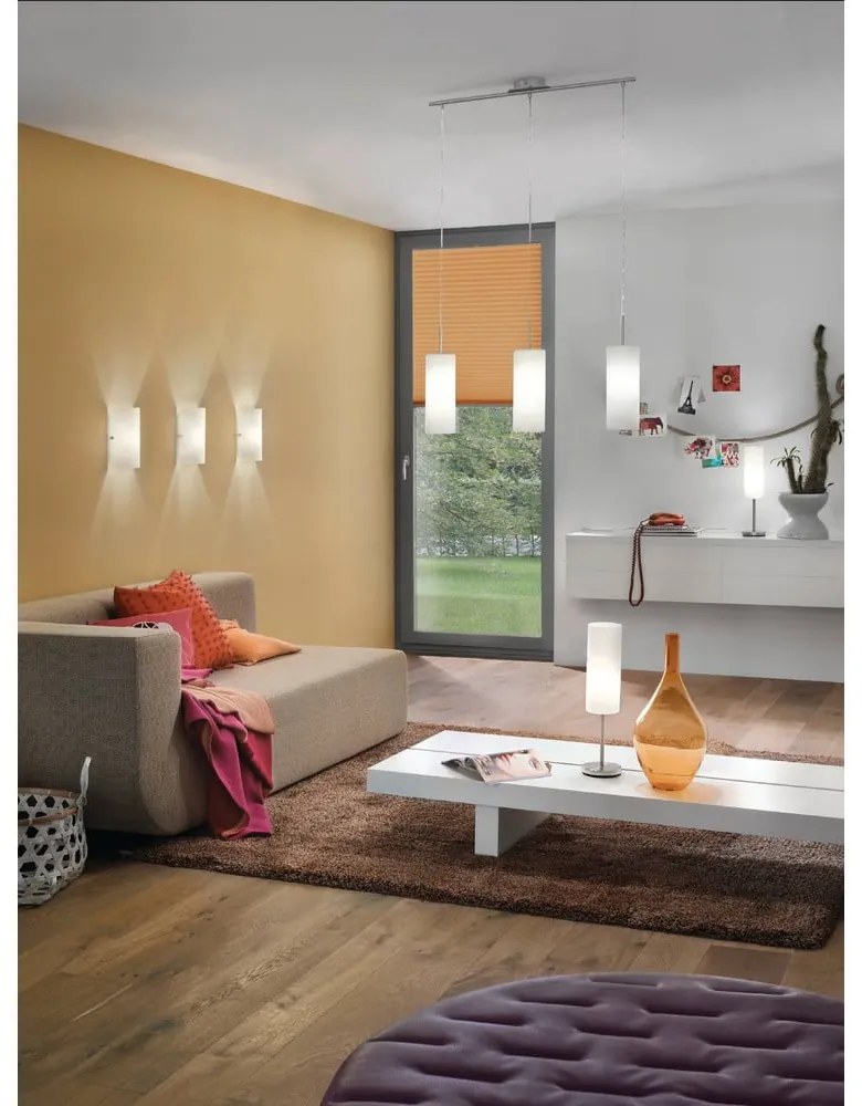Lampa wisząca w biało-srebrnym kolorze ze szklanym kloszem TROY 3 – EGLO