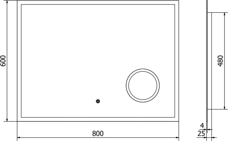 Mexen Kala lustro łazienkowe podświetlane z lusterkiem kosmetycznym 80 x 60 cm, LED 6000K, antypara - 9820-080-060-611-00