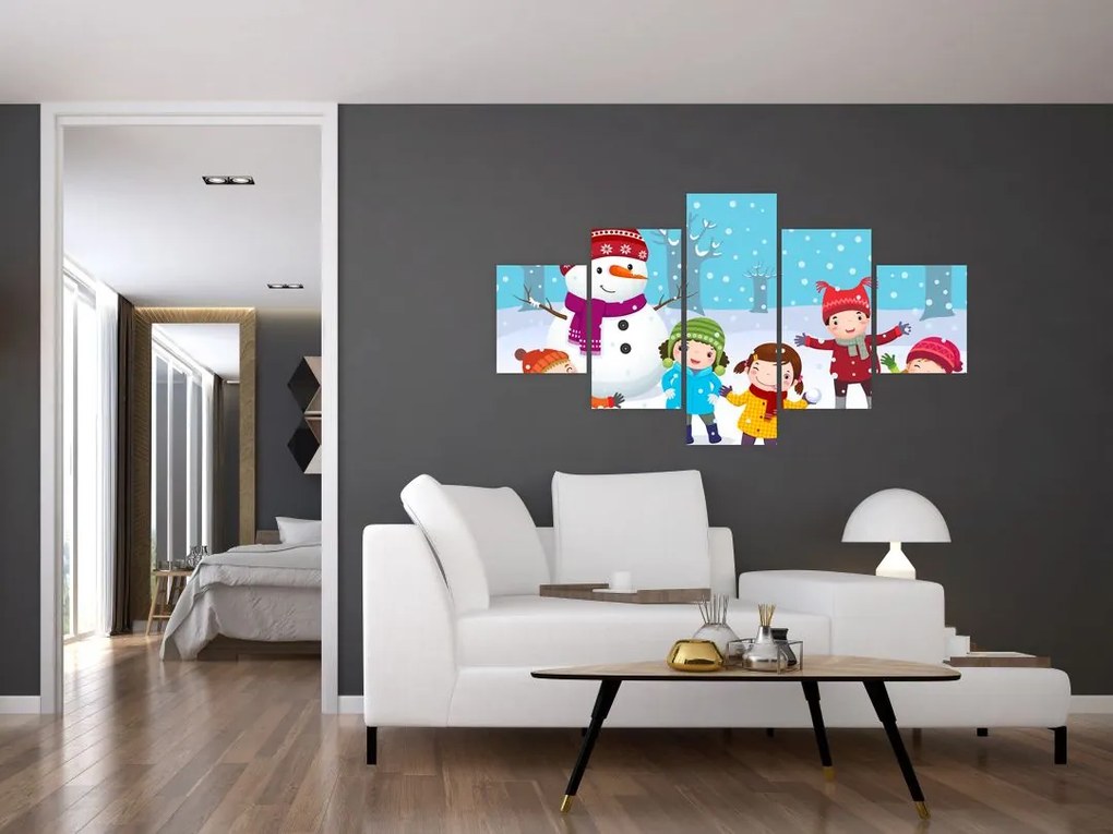 Obraz - Zimowe dziecięce zabawy (125x70 cm)