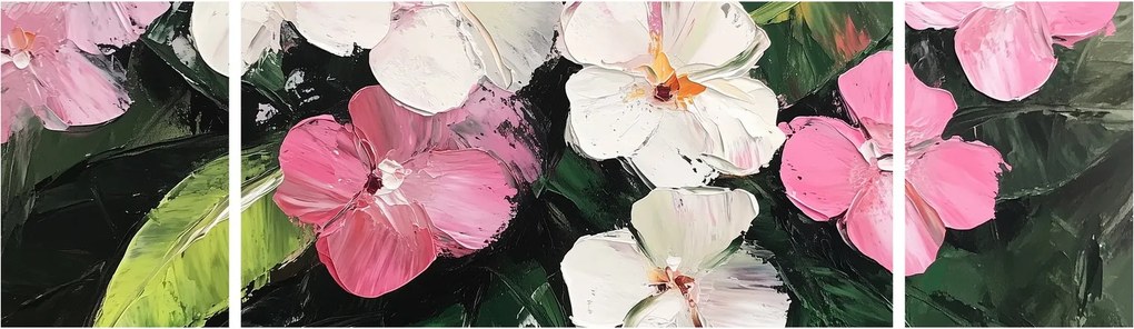Obraz - Różowe i białe kwiaty (170x50 cm)