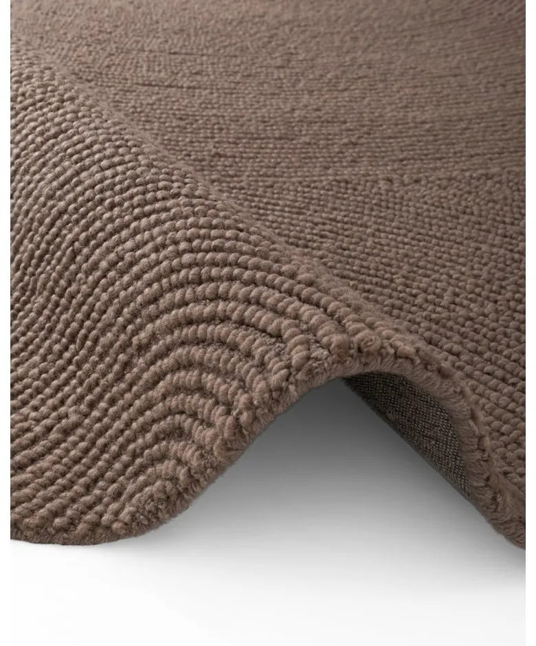 Szarobrązowy wełniany okrągły dywan tkany ręcznie ø 120 cm Eleni Taupe – Hanse Home