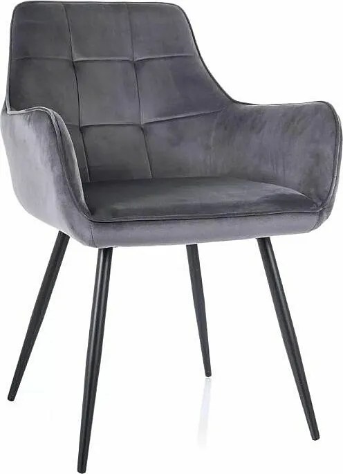 Krzesło tapicerowane LEMON VELVET szare