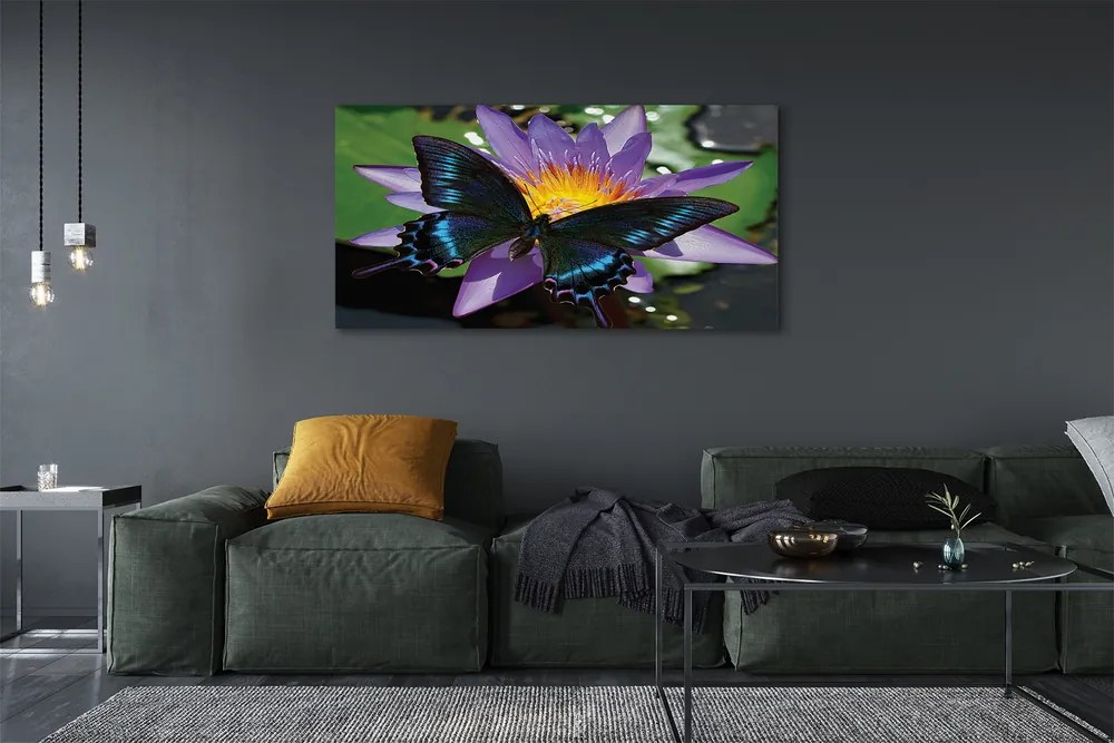 Obraz canvas na ścianę Kwiat z Motylem