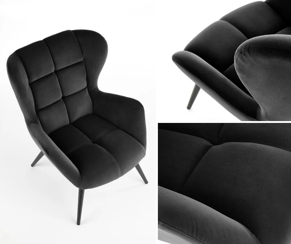 Tapicerowany fotel na drewnianych nogach Tyrion