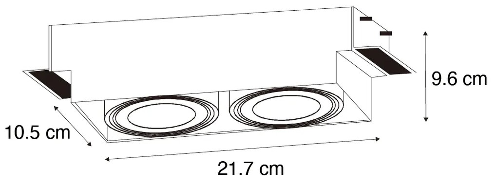 Zestaw 6 reflektorów wpuszczanych białe GU10 70mm 2-źródła światła bezramkowe - Oneon