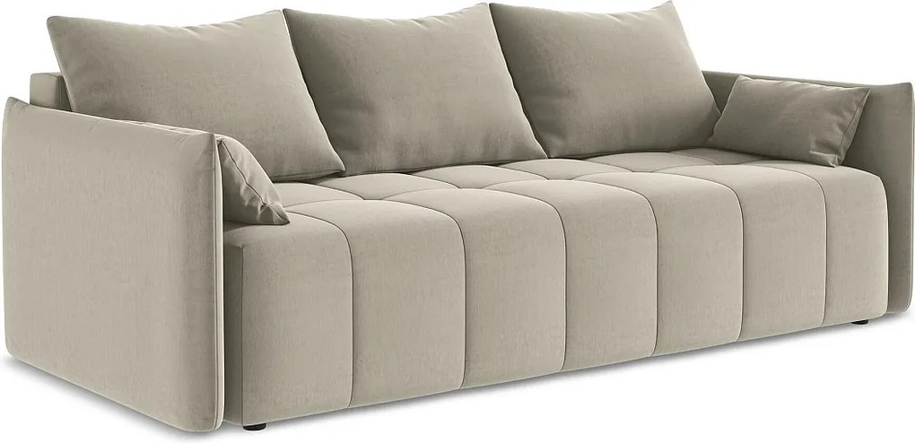 Kanapa 3-osobowa z funkcją spania - z tkaniny welwetowej - perłowy - MOKU