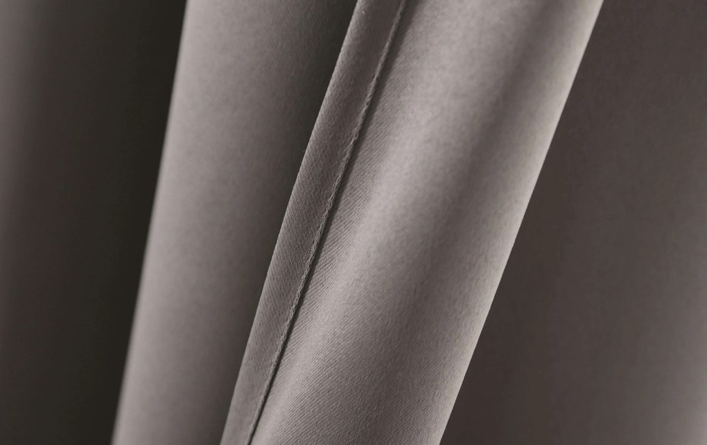 Szaro-brązowa zasłona OXFORD 140x250 cm Zawieszanie: Taśma z wiązaniami