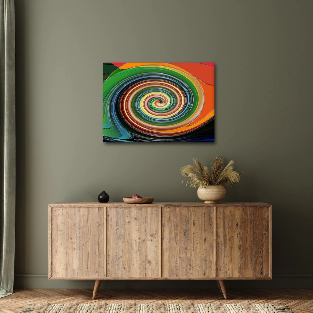 Abstrakcyjny obraz - kolorowa spirala (70x50 cm)