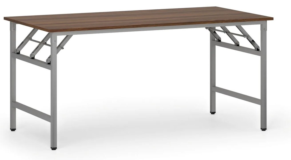 Stół konferencyjny FAST READY, 160x80 cm, szaro-srebrna podstawa, orzech