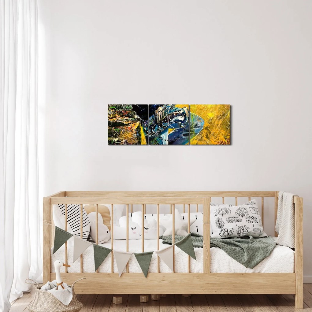 Obraz saksofonisty (z zegarem) (90x30 cm)