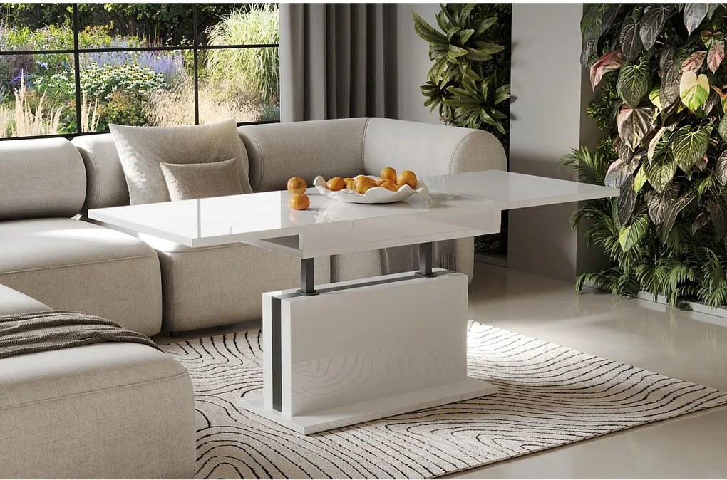 Ława rozkładana podnoszona SOLARIS 110(170)x65 biały połysk