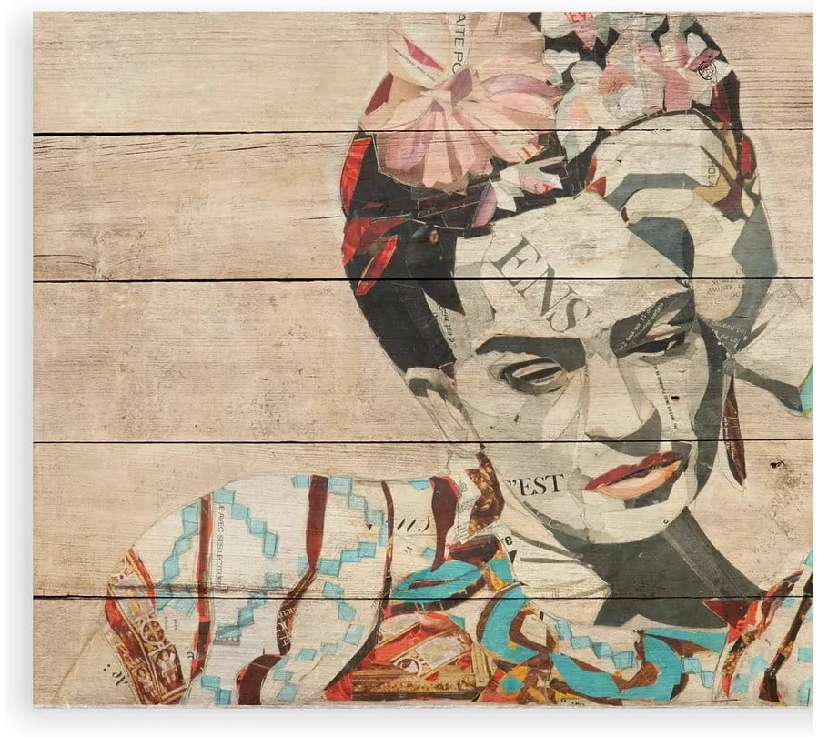 Tablica ścienna z drewna sosnowego Madre Selva Collage of Frida, 40x60 cm