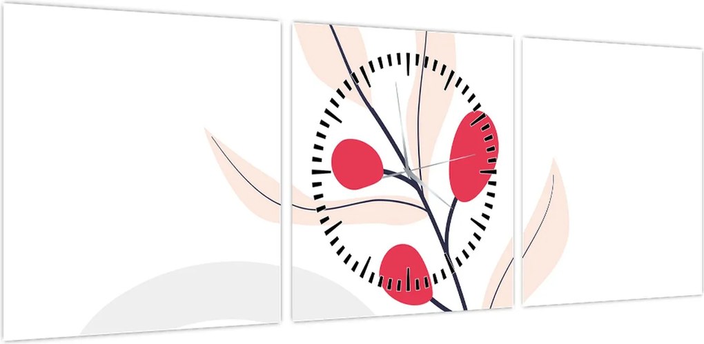 Obraz - Różowa abstrakcja kwiatowa N⁰3 (z zegarem) (90x30 cm)
