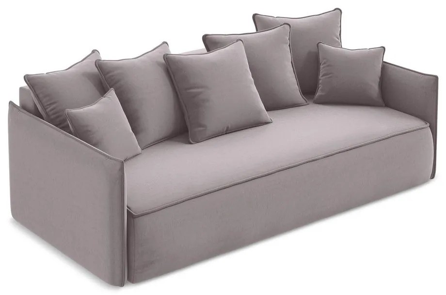 Lawendowa aksamitna rozkładana/ze schowkiem sofa 225 cm Hula – Makamii